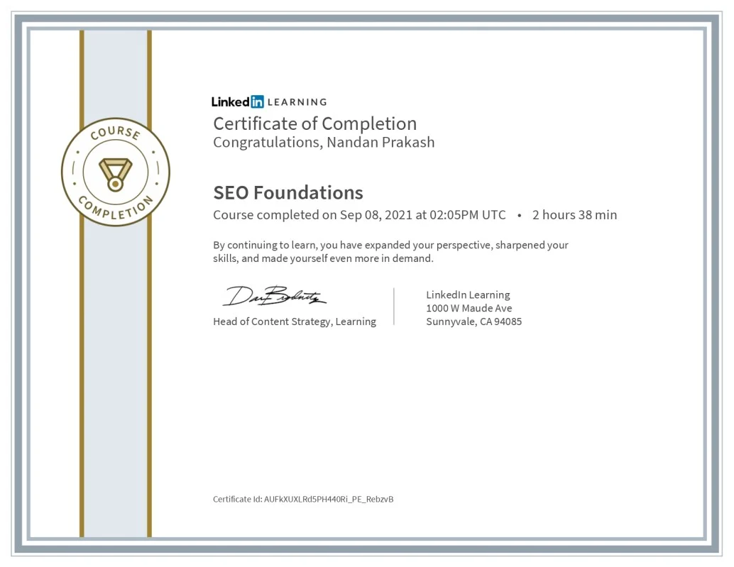 SEO Foundations Certificate
