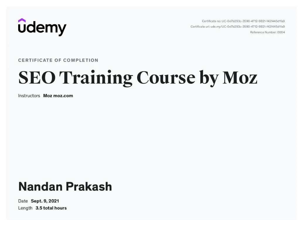 SEO Training Course by Moz.webp Certificate